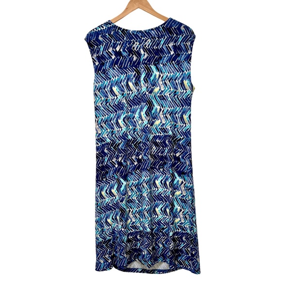 Nic+Zoe Womens 1X Blue‎ Abstract Print Sleeveless Knit Midi Dress - Picture 2 of 7